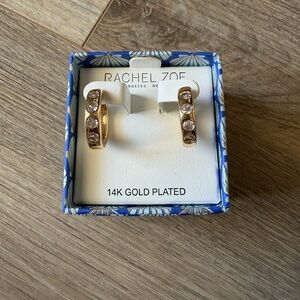 Rachel Zoe Gold-Plated Hoop Earrings with Clear Crystals